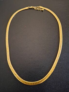 18KYGP Wide Herringbone Chain Necklace
